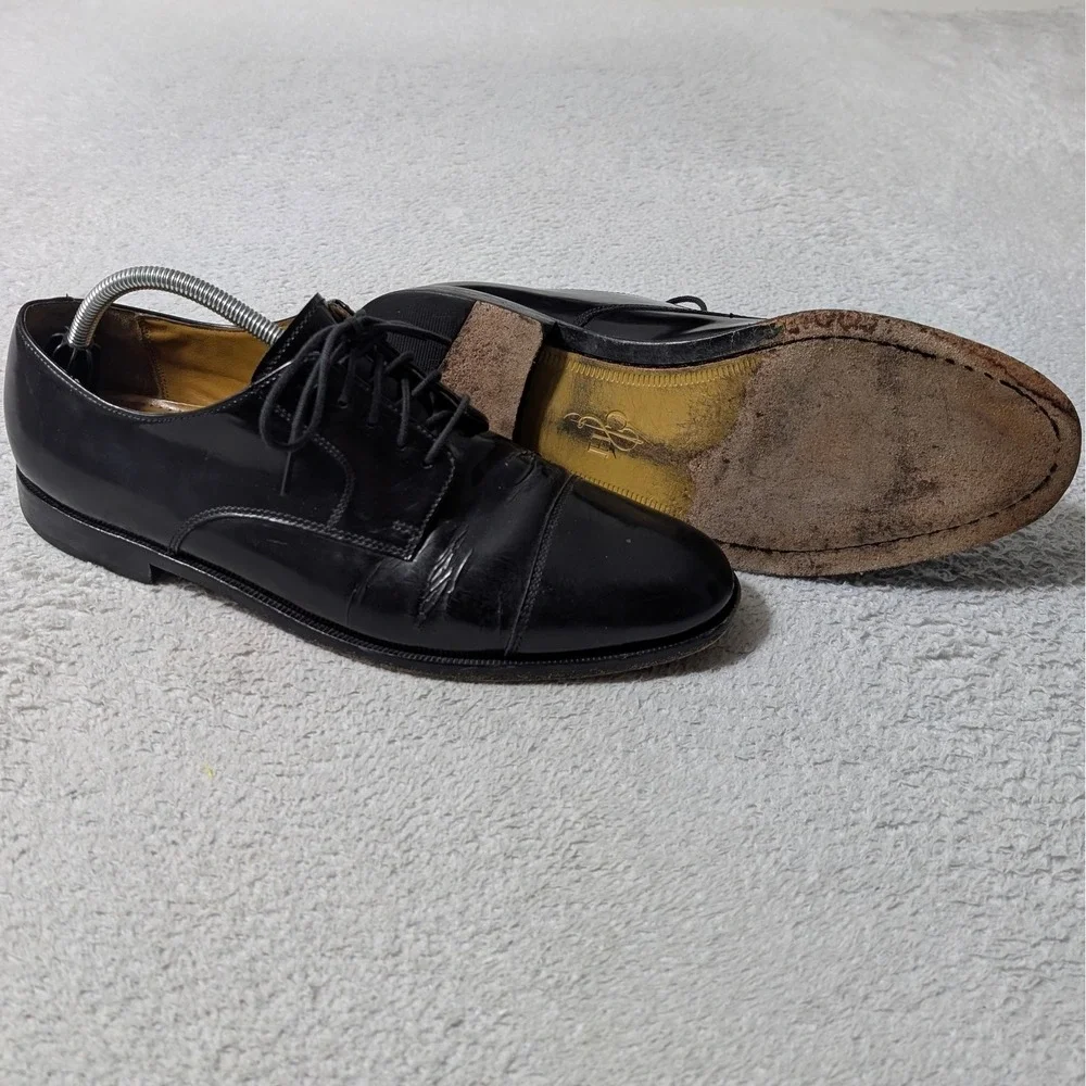 Cole Haan Dress Shoes Men 11.5‎ Black Leather Cap Toe Derby 08330 FH13